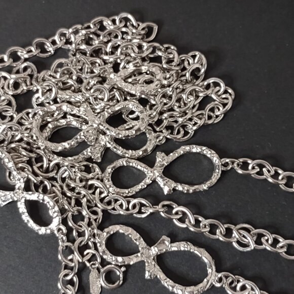Long 57 Inch Silver Tone Emmons Necklace - Picture 6 of 11